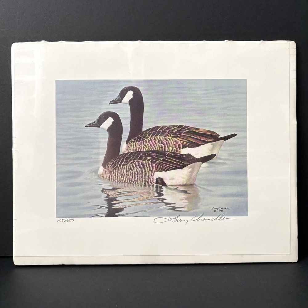 Larry Chandler Canada Geese Birds Art‎ Print Signed Numbered 1986 10" x 13"